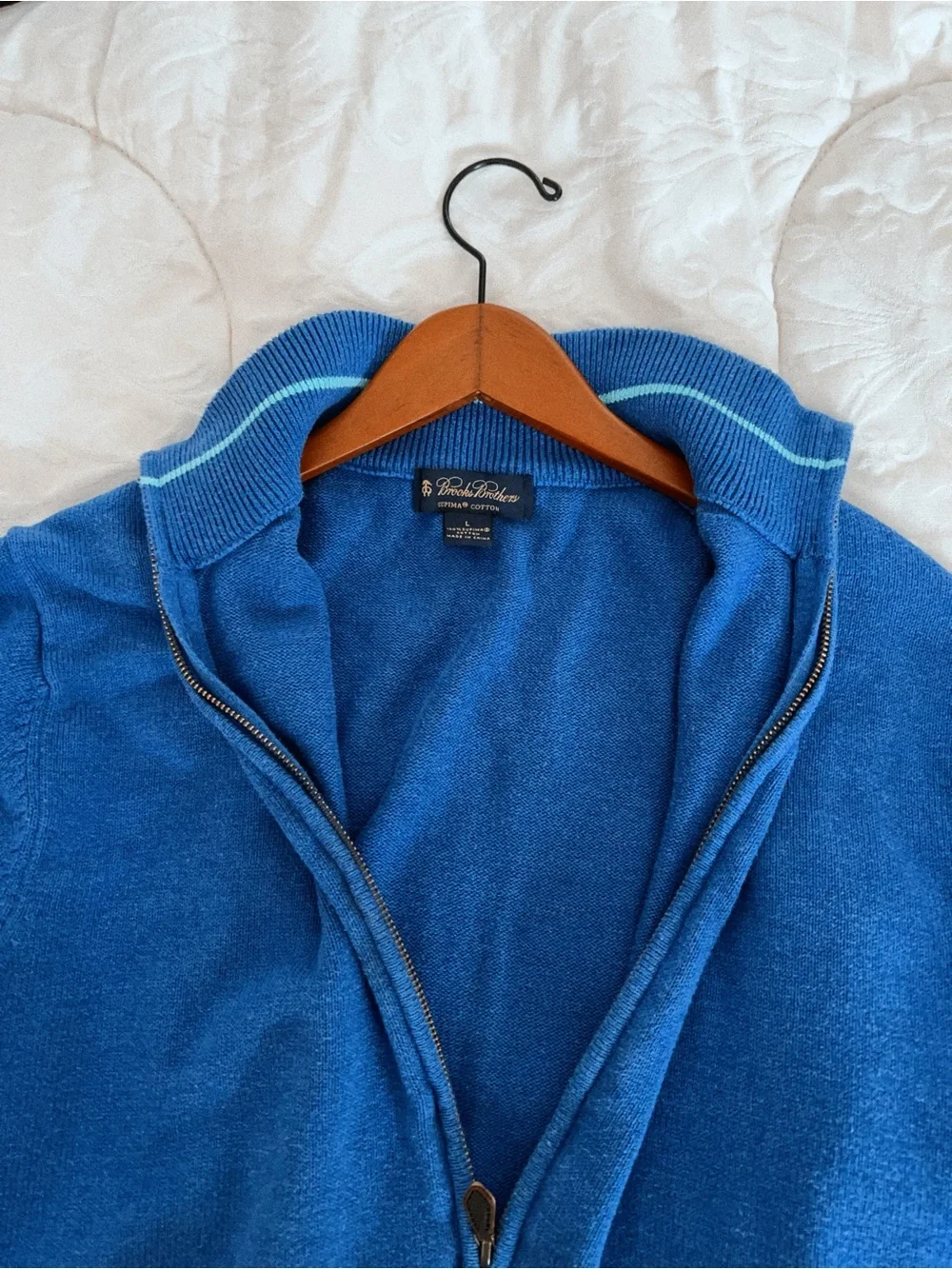 Brooks Brothers Blue Full-Zip Men's Sweater Jacket